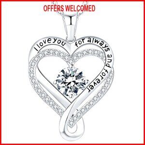 Sterling Silver Infinity Heart Birthstone Necklace with 18K Gold Filled